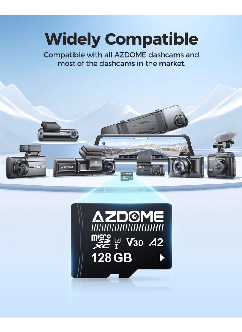 أزدوم بطاقة الذاكرة الأصلية AZDOME Micro SD سعة 128 جيجابايت بطاقة ذاكرة عالية السرعة لمحولات كاميرا داش كاميرا AZDOME فئة 10 U3  - Image 2