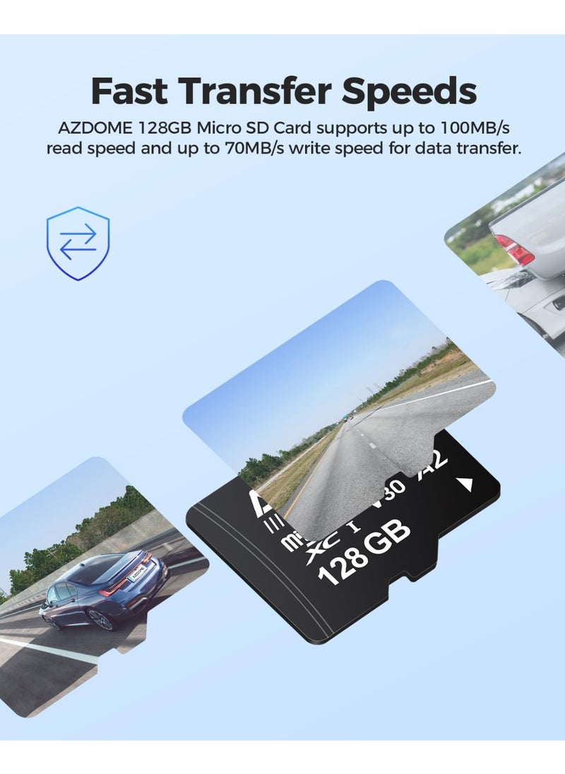 أزدوم بطاقة الذاكرة الأصلية AZDOME Micro SD سعة 128 جيجابايت بطاقة ذاكرة عالية السرعة لمحولات كاميرا داش كاميرا AZDOME فئة 10 U3  - Image 3
