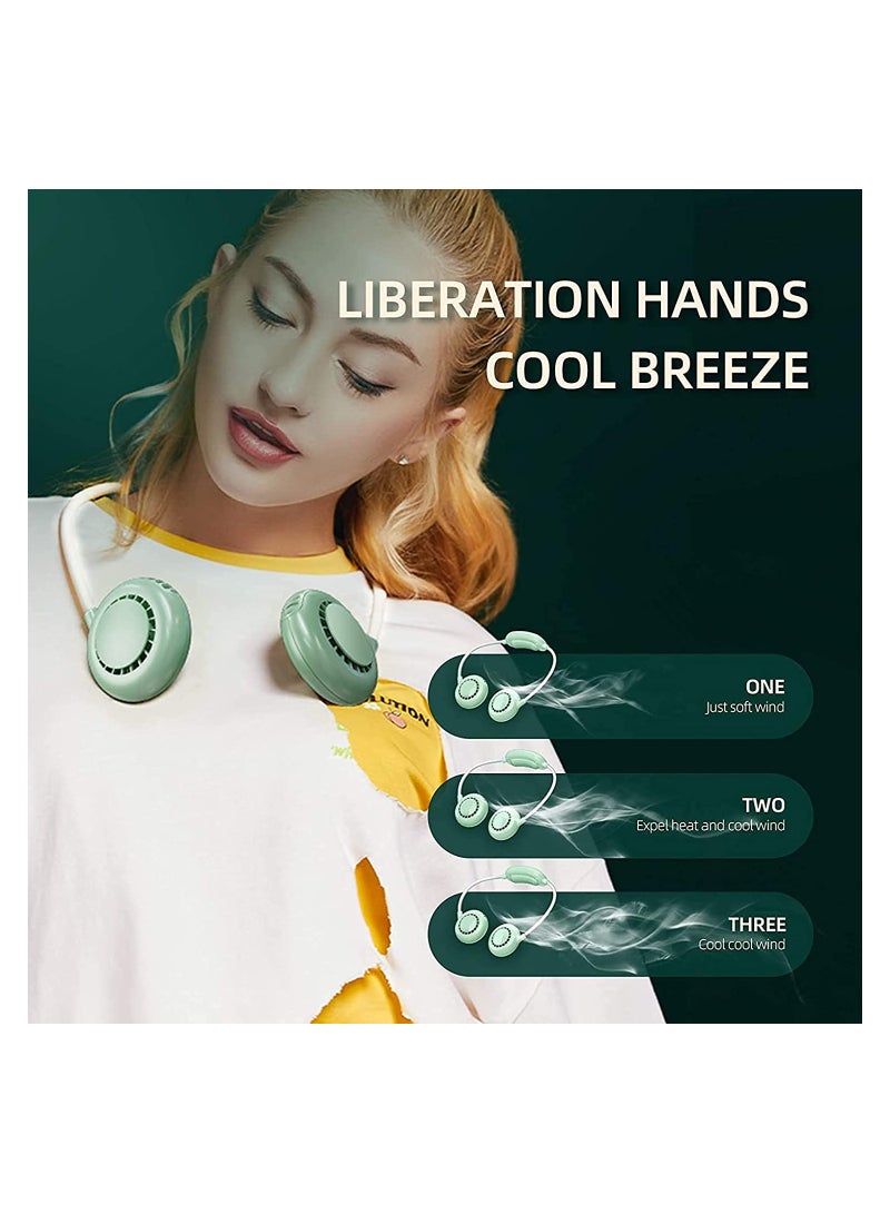 SYOSI USB Neck Fan Hand Free Personal Lazy Neckband Fan, Wearable Rechargeable Necklace Mini Portable Sport Fan, Cooler Fan with 2000mAh Recharger, Adjustable 3 Speeds for Traveling Outdoor Office - Image 2