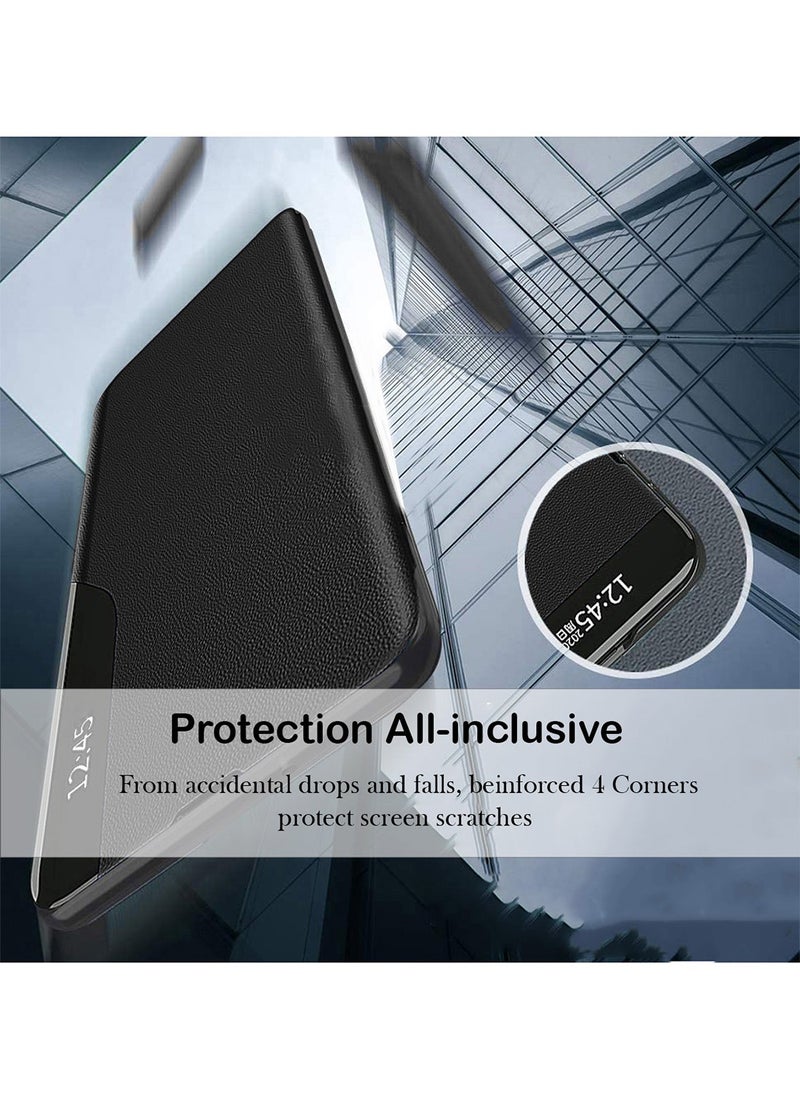 Wtech - Oppo Find X8 Pro 5G 2024 Smart Mirror Window Flip Phone Case Auto Sleep Wake Cover - Black - Image 1
