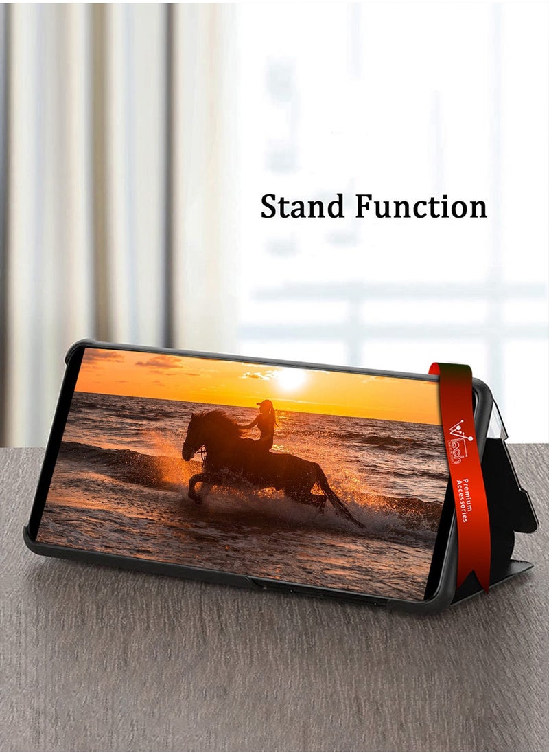 Wtech - Oppo Find X8 Pro 5G 2024 Smart Mirror Window Flip Phone Case Auto Sleep Wake Cover - Black - Image 1