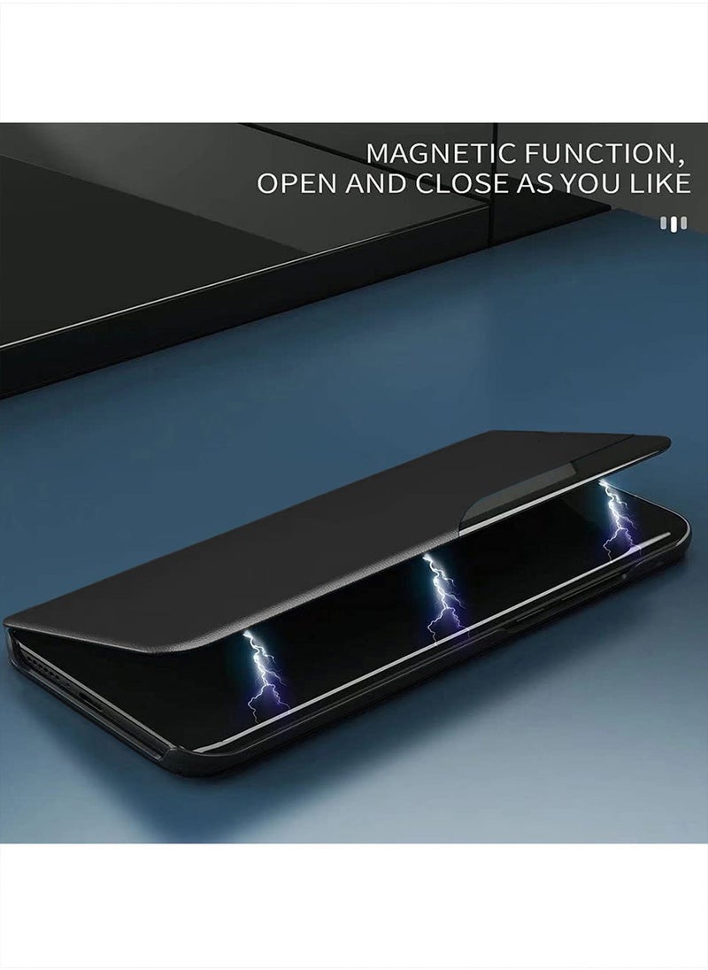 Wtech - Oppo Find X8 Pro 5G 2024 Smart Mirror Window Flip Phone Case Auto Sleep Wake Cover - Black - Image 1