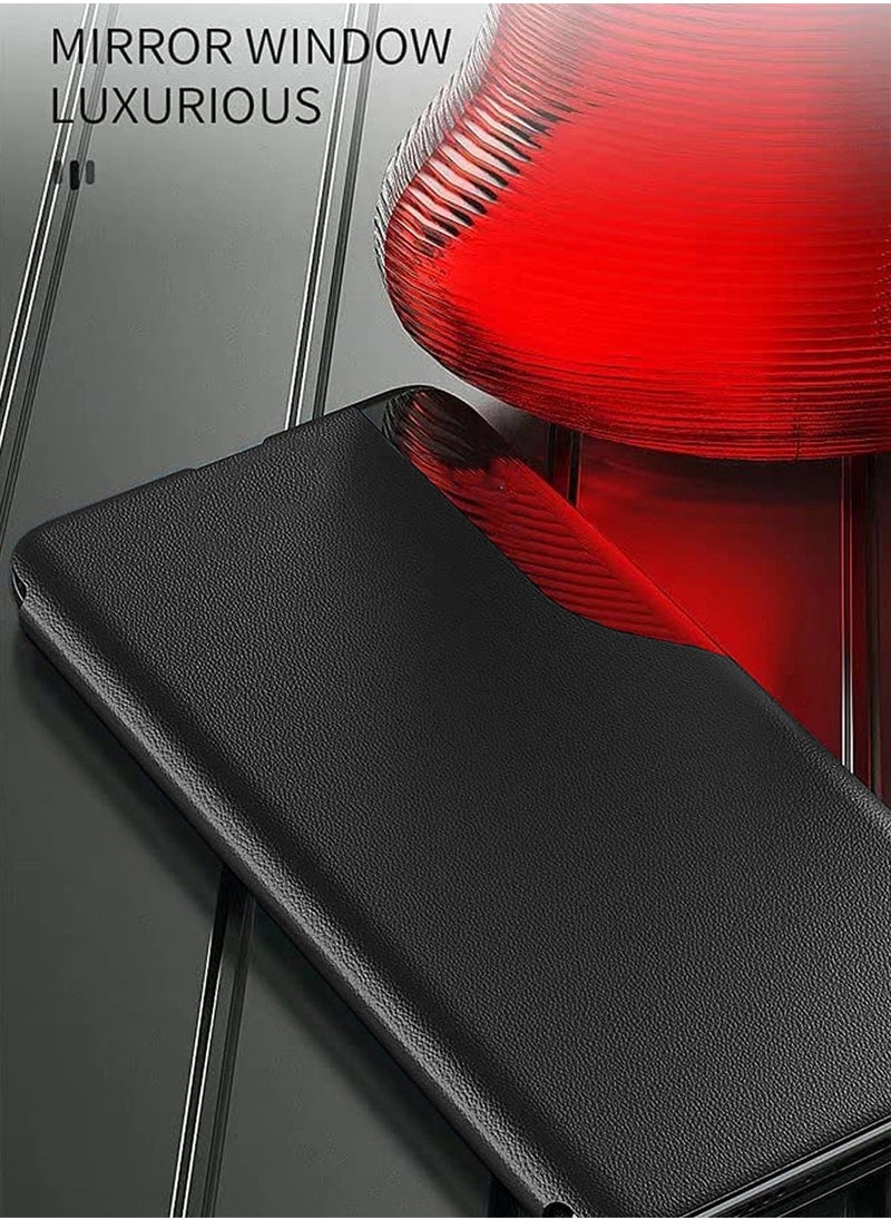 Wtech - Oppo Find X8 Pro 5G 2024 Smart Mirror Window Flip Phone Case Auto Sleep Wake Cover - Black - Image 1