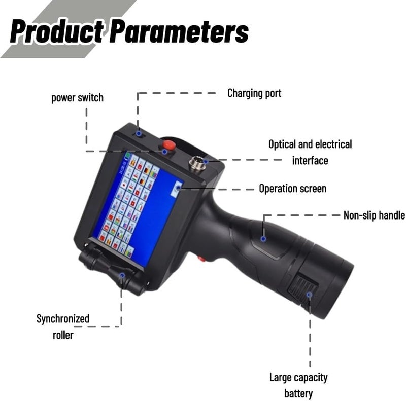 600DPI Handheld Inkjet Printer Machine for Text/Barcode/QRCode/Batch Number/Date Coder(Printing Height: 0.08-0.5Inch) (Handheld Inkjet Printer Machine D10) - Image 1