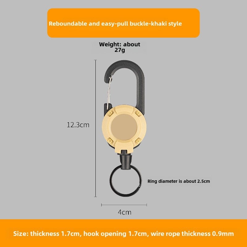 Generic Cross-border Outdoor Camping Tactical Buckle Multifunctional Wire Rope Mountaineering Buckle Telescopic Anti-lost Buckle Backpack Key Easy Pull Buckle Khaki