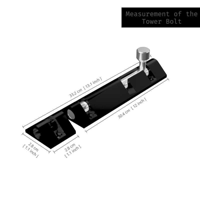Atlantic Triangle Tower Bolt 12 inch Tower Bolt for Main Door and Bathroom Door Latch for Bedroom Tower Bolt for Home Offices Doors Windows Easy to Fit Black Finish Pack of 2 Pcs - Image 4