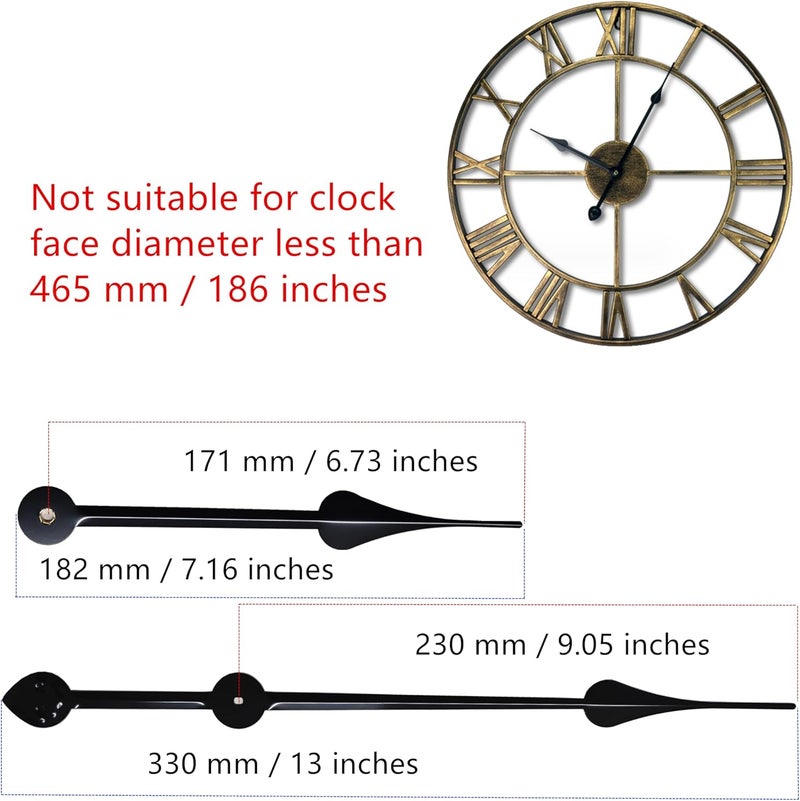 TIKROUND Original Youngtown 12888 High Torque I Shaft Clock Movement with Hands,5/16 Inch Maximum Dial Thickness, 29/32 Inch Total Shaft Length with 330 mm / 13 Inch Long Spade Hands. - Image 3