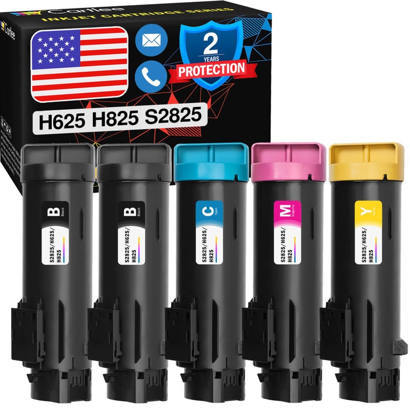 Cartlee Compatible Toner Cartridges Replacement for Dell H825 Toner H625cdw S2825 MFP H625CDW S2825CDN H625 CDW H825cdw Smart Color Printer Ink (2 Black, 1 Cyan, 1 Magenta, 1 Yellow) - Image 1