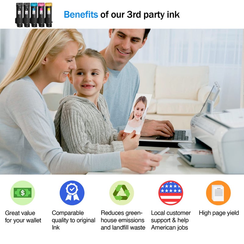 Cartlee Compatible Toner Cartridges Replacement for Dell H825 Toner H625cdw S2825 MFP H625CDW S2825CDN H625 CDW H825cdw Smart Color Printer Ink (2 Black, 1 Cyan, 1 Magenta, 1 Yellow) - Image 2