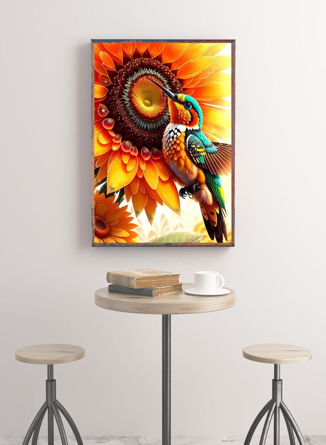 KINPLUB Hummingbird Diamond Painting Kits for Adults, 5D Bird Sunflower Diamond Art Kits for Beginners, DIY Full Round Drill Paint with Diamonds Dots Gem Art, Home Wall Decor 12 x 16 Inch - Image 5