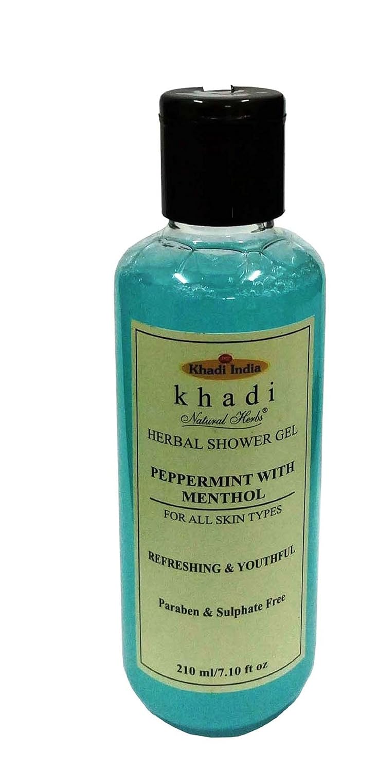 Khadi Herbal Khadi Herbal Peppermint with Menthol Shower Gel Paraben and SulphateFree 210 ml - Image 1