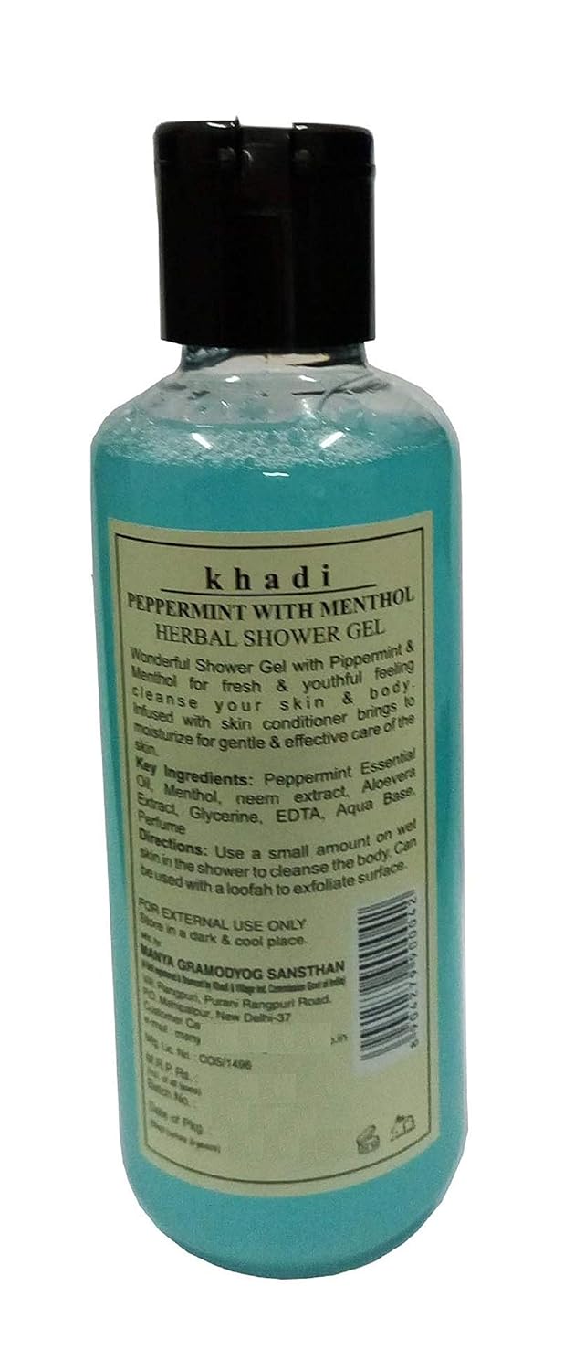 Khadi Herbal Khadi Herbal Peppermint with Menthol Shower Gel Paraben and SulphateFree 210 ml - Image 2