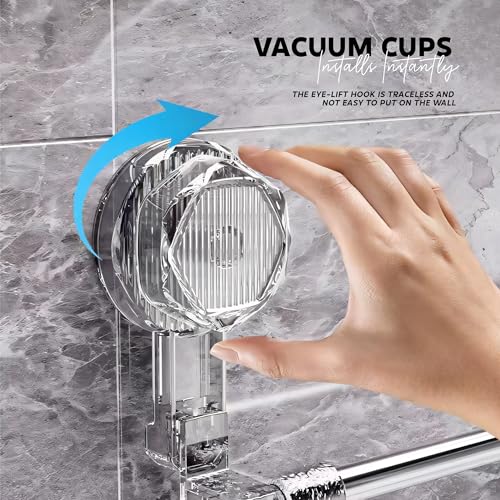 MIORAH Suction Adjustable Towel Rod (60–112Cm) | Self Adhesive Wall Mounted Towel Rack for Bathroom | No Drill, Rustproof Transparent - Image 3