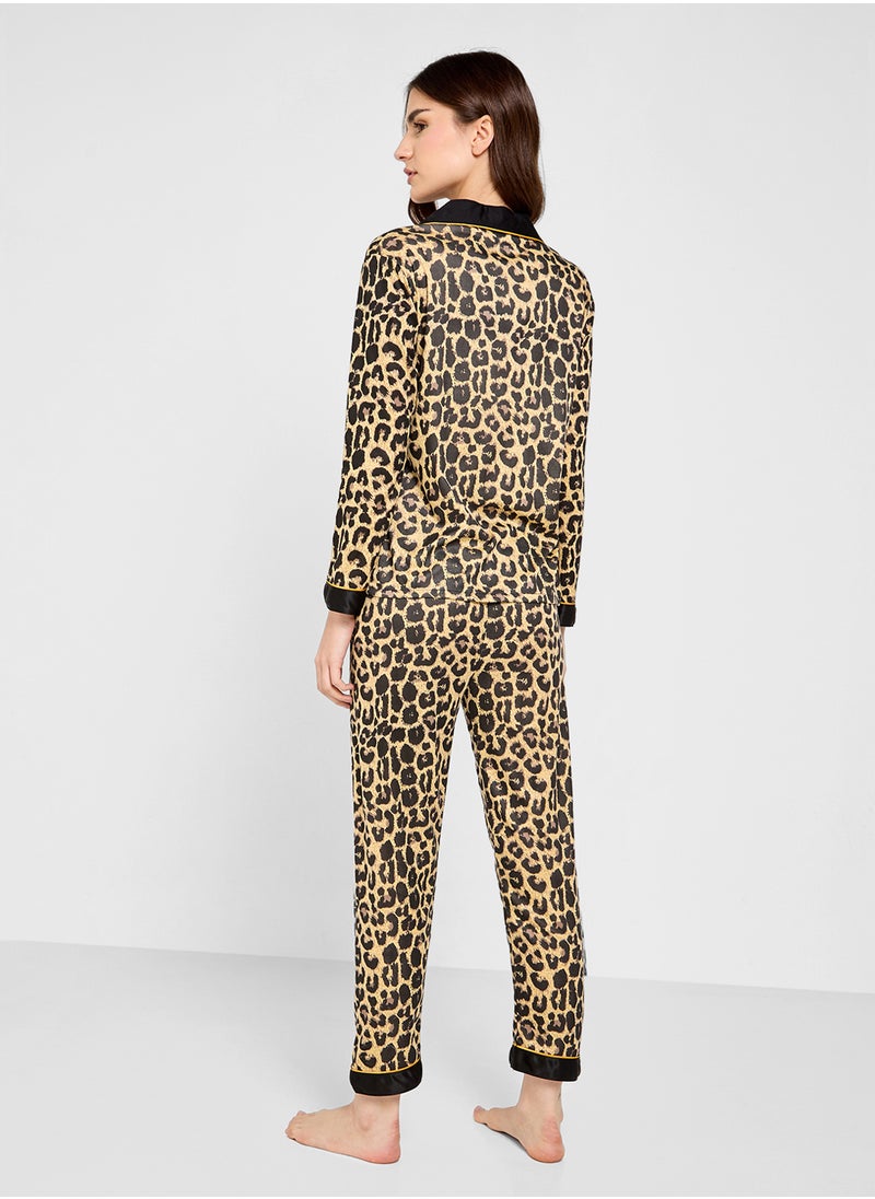 Ginger - Leopard Print Shirt & Pyjama Set - Image 1