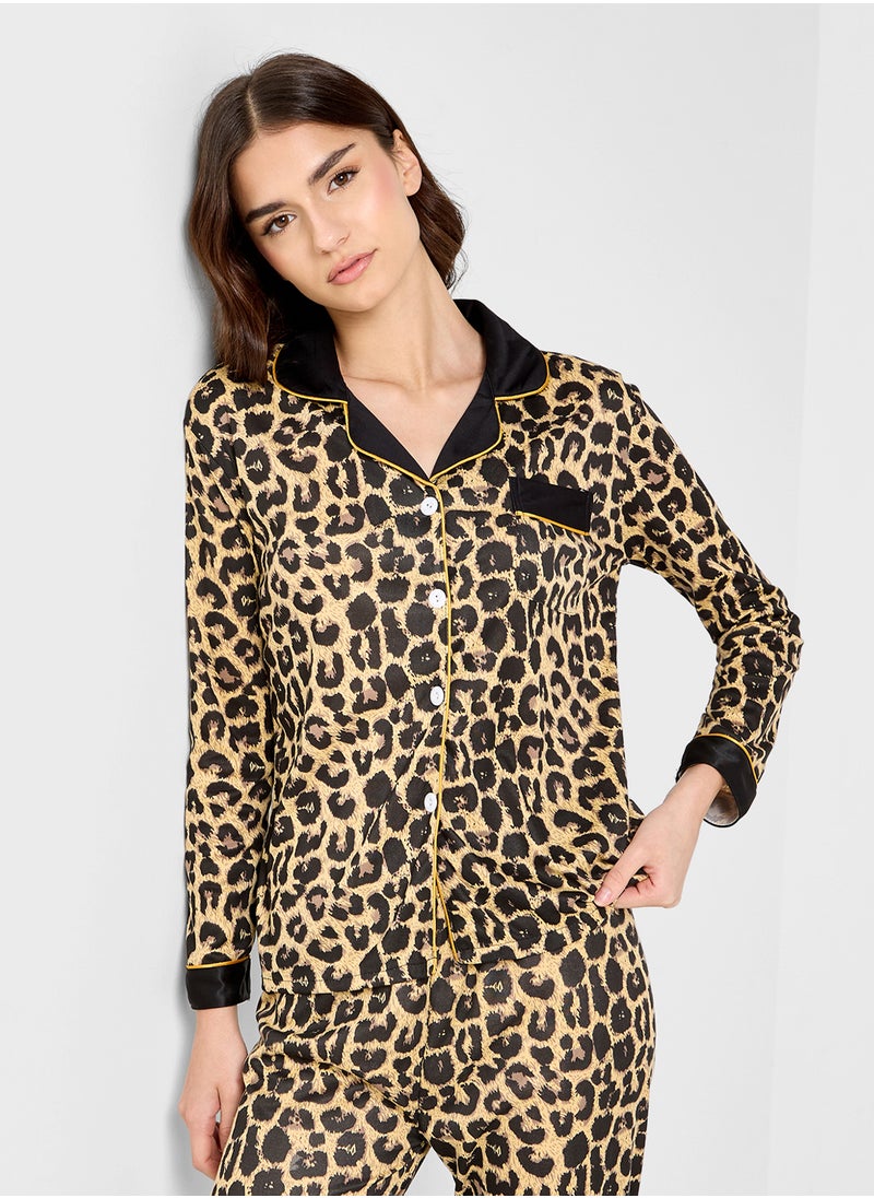 Ginger - Leopard Print Shirt & Pyjama Set - Image 1