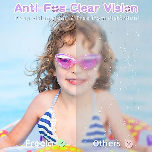Freela Kids Swim Goggles, 2 Packs Swimming Goggles for Kids 3-14, Boys Girls Swim Goggles Anti Fog UV Protection No Leaking - Image 4
