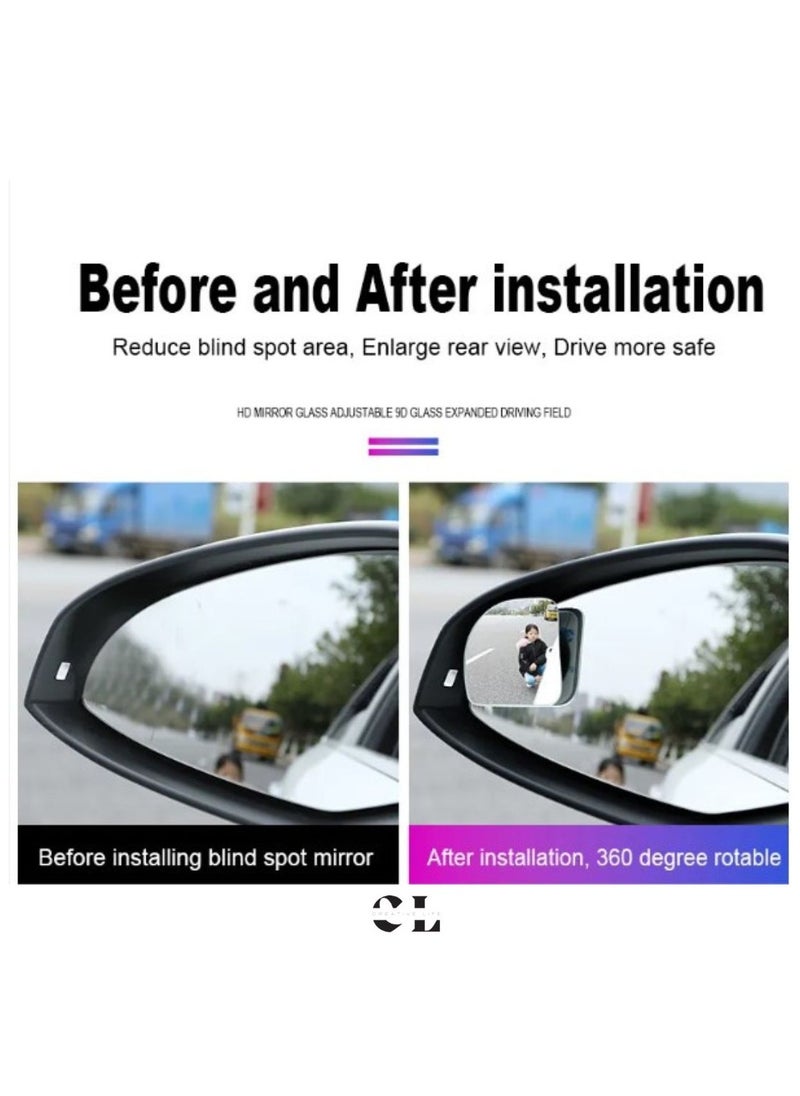الحياة الإبداعية قطعتين مرآة عمياء قابلة للتعديل 360 درجة محدبة بزاوية واسعة عالية الوضوح للرؤية الخلفية لجميع المركبات  - Image 4