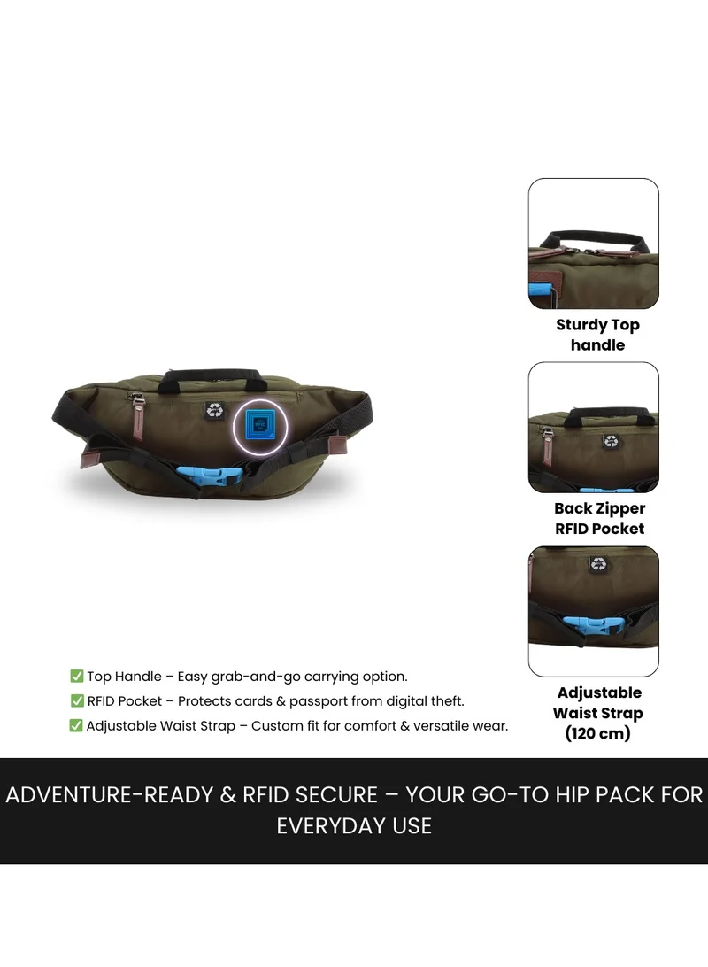Discovery Discovery ICON  Waist Bag Khaki, Hip Bag With Adjustable Strap, RFID Pocket, Suitable For Travel, Outdoors, Gym, Hiking For Men And Women
