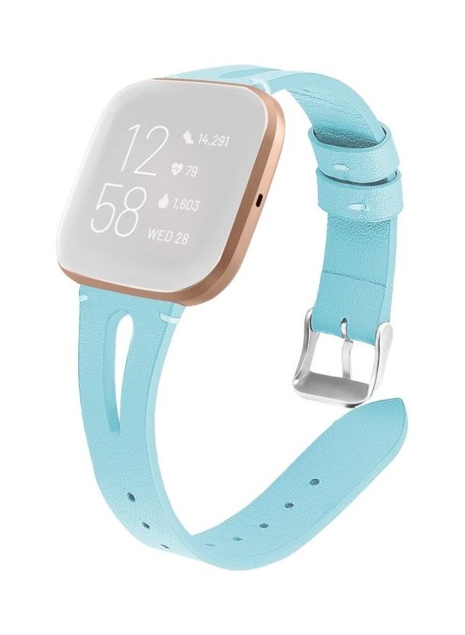 NIBEMINENT Leather Middle Opening Watch Strap For Fitbit Blue - Image 1