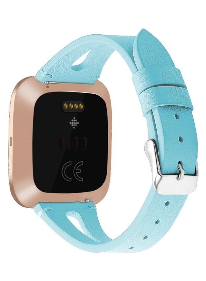 NIBEMINENT Leather Middle Opening Watch Strap For Fitbit Blue - Image 2