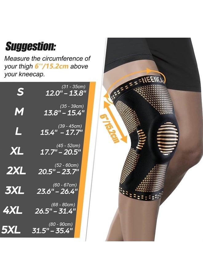 NEENCA - Copper Knee Brace for Knee Pain, Knee Support with Patella Pad & Side Stabilizers, Compression Knee Sleeve for Sport, Workout, Arthritis, ACL, Joint Pain Relief, Meniscus Tear- FSA/HSA APPROVED - Image 1