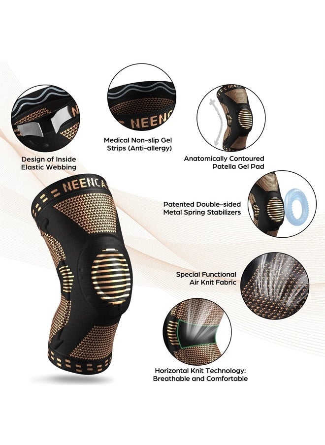 NEENCA - Copper Knee Brace for Knee Pain, Knee Support with Patella Pad & Side Stabilizers, Compression Knee Sleeve for Sport, Workout, Arthritis, ACL, Joint Pain Relief, Meniscus Tear- FSA/HSA APPROVED - Image 1