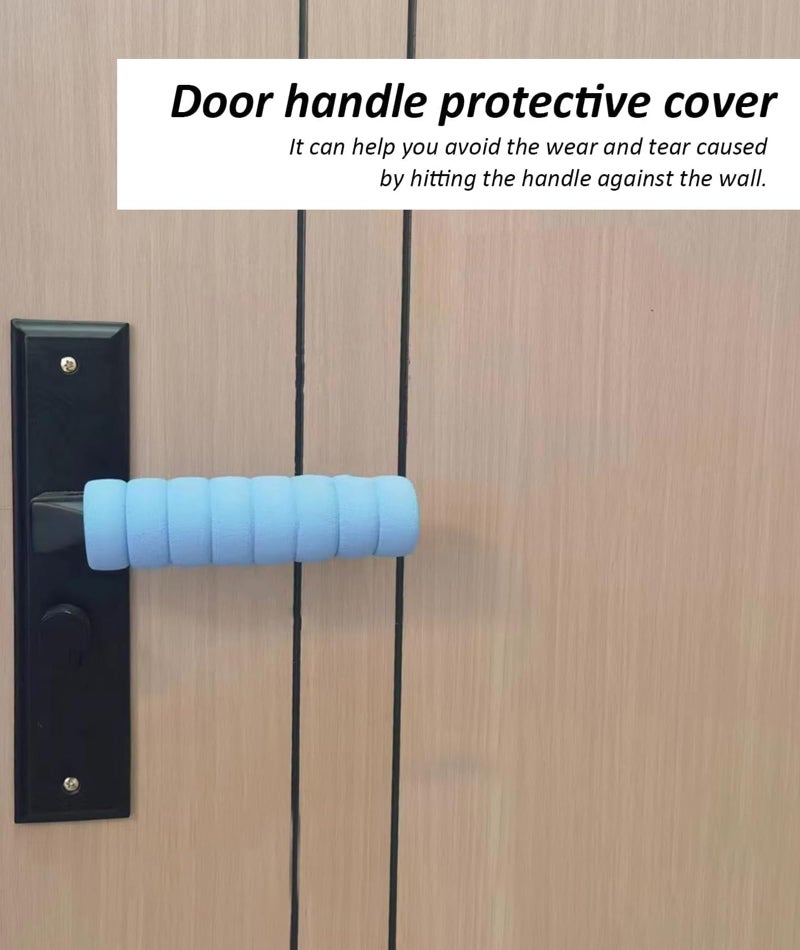 INIMAGINE 6 Pcs Door Stopper for Kids Safety,Safety Products for Home, Door Handle Protector Sponge Screw Door Handle Protective Cover Anti-Collision (Blue and White) - Image 5