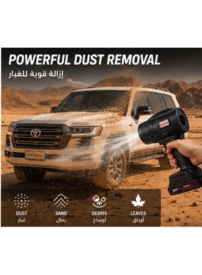 Inabyte 24V Cordless Turbo Air Blower, Handheld Rechargeable Fan for Car Drying, Dust & Sand Removal, Camping, Garage & Outdoor Use - Image 3