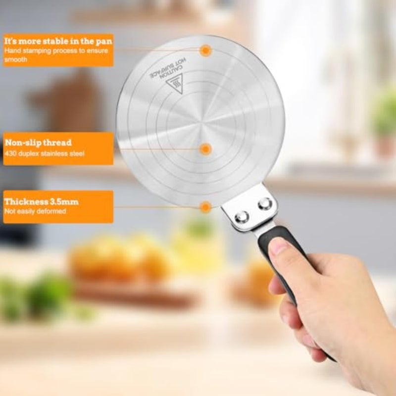 Induction Hob Converter Plate for Moka Pot and Milk Coffee, Stainless Steel in Silver, Even Heat Distribution with Detachable Handle 13 CM - Image 5