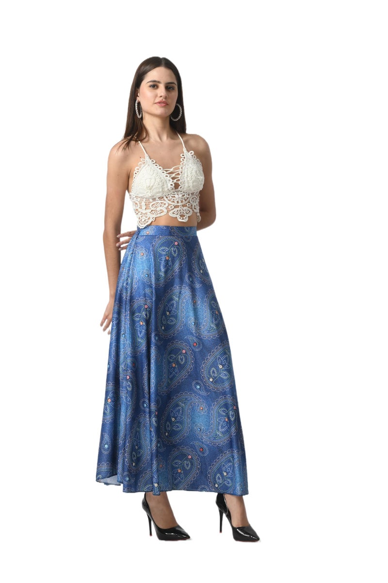 VAGISHA Printed Designer Full Long Flared Skirt for Women/Girls/Ladies | Western Skirt for Ladies & Girls - Image 3
