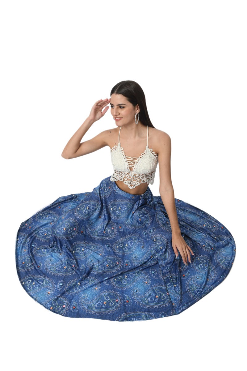 VAGISHA Printed Designer Full Long Flared Skirt for Women/Girls/Ladies | Western Skirt for Ladies & Girls - Image 2