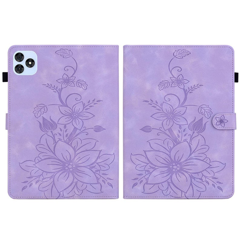 erorex For Itel Vistatab 30 Lily Embossed Leather Tablet Case(Purple) - Image 2