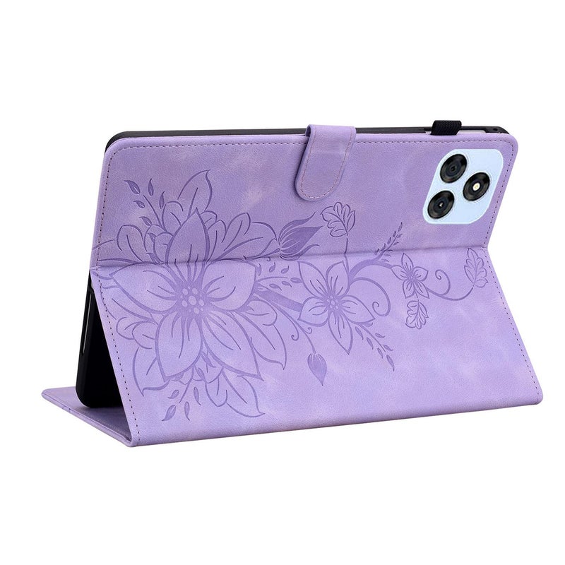 erorex For Itel Vistatab 30 Lily Embossed Leather Tablet Case(Purple) - Image 5