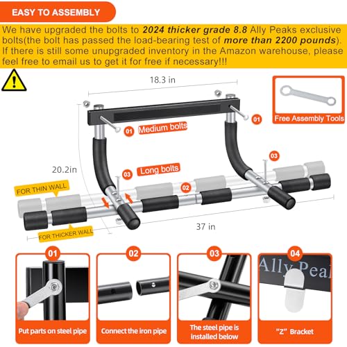ALLY PEAKS Pull Up Bar Thickened Steel Pipe Super Heavy Duty Steel Frame Upper Workout Bar| Multi-Grip Strength for Doorway | Indoor Chin-Up Bar Fitness Trainer for Home Gym Max Limit 440 lbs - Image 5