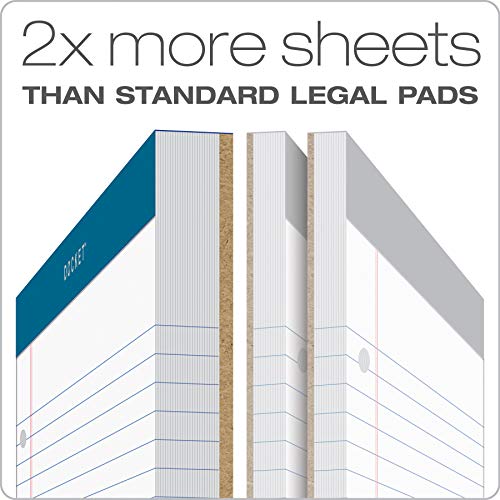 TOPS Docket Writing Pads, 8-1/2" x 11-3/4", Legal Rule, White Paper, 3-Hole Punched, 100 Sheets, 3 Pack (63393) - Image 2