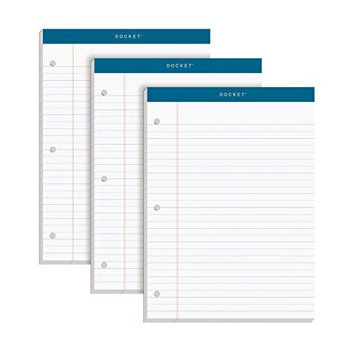 TOPS Docket Writing Pads, 8-1/2" x 11-3/4", Legal Rule, White Paper, 3-Hole Punched, 100 Sheets, 3 Pack (63393) - Image 1