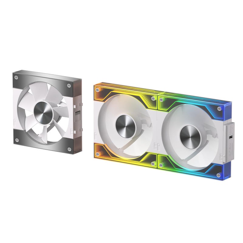 LTC CF-123D 120mm PC Case Fan, Daisy-Chain Connection, Reversible Airflow 2000RPM Max, Infinity Mirror ARGB Lighting, HDB Bearing PWM Computer Case Cooling Fan, Motherboard SYNC, 3 Pack, White - Image 1