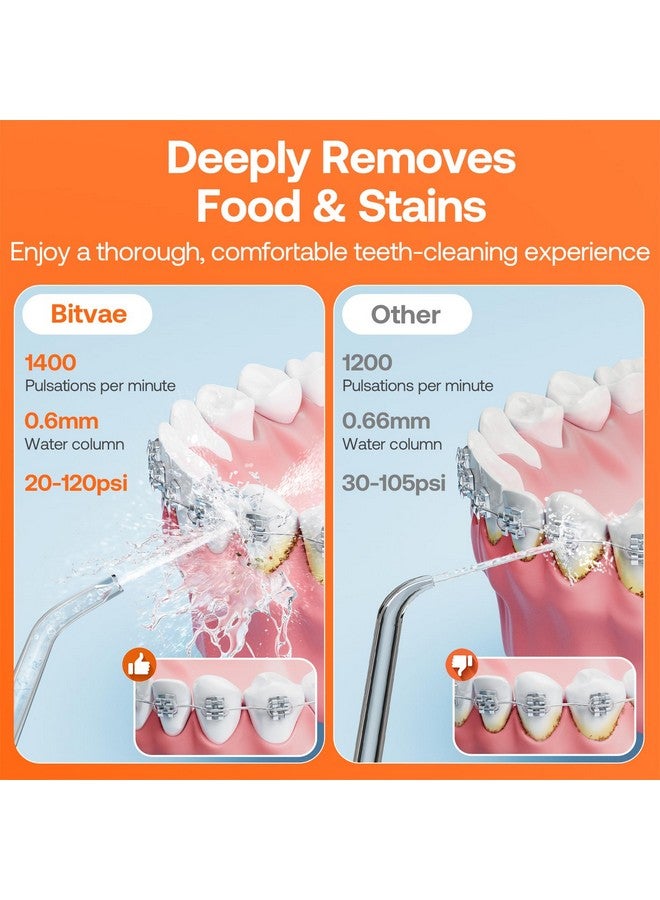 Bitvae C5 Water Dental Flosser For Teeth, Rechargeable Water Teeth Cleaner Picks, 3 Modes 5 Intensities, Ipx7 Waterproof, Water Flosser Usb Cordless Water Dental Picks For Cleaning Frost White - Image 2