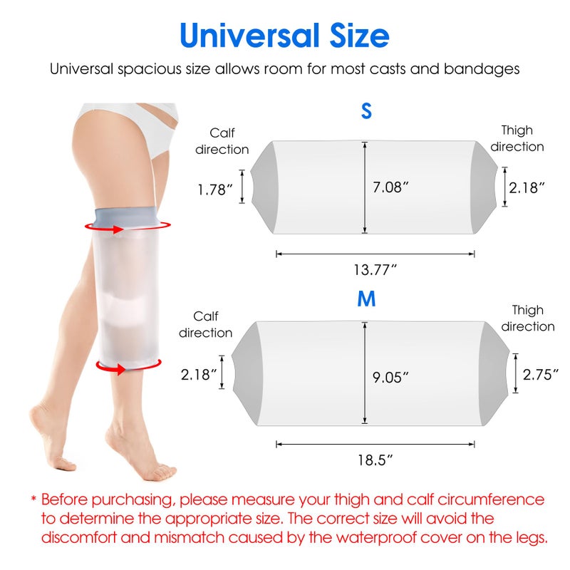 COMFYTHERA Waterproof Cast Cover for Shower Knee Wound Protector Bath Adult Watertight Cast Bag Showering for Surgery, Burns Reusable (D-Knee) - Image 2