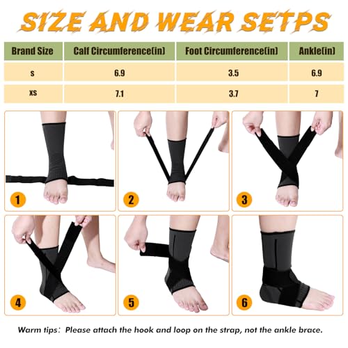 Tarpop 1 Pair Ankle Brace for Kids Compression Ankle Sleeves Adjustable Foot Support Brace Elastic Guard for Children Boys Girls Sports Running Jogging Dance Fitness Gymnastics(Black,X-Small) - Image 4