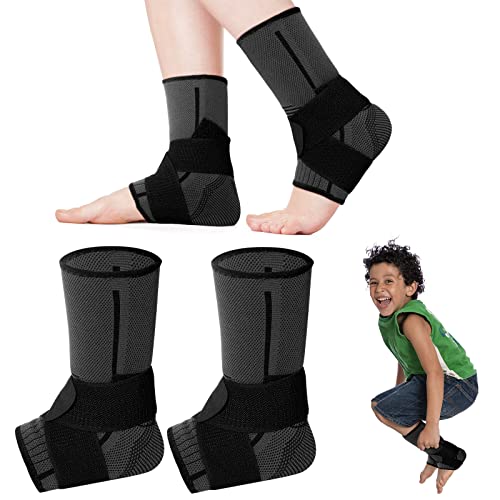 Tarpop 1 Pair Ankle Brace for Kids Compression Ankle Sleeves Adjustable Foot Support Brace Elastic Guard for Children Boys Girls Sports Running Jogging Dance Fitness Gymnastics(Black,X-Small) - Image 1