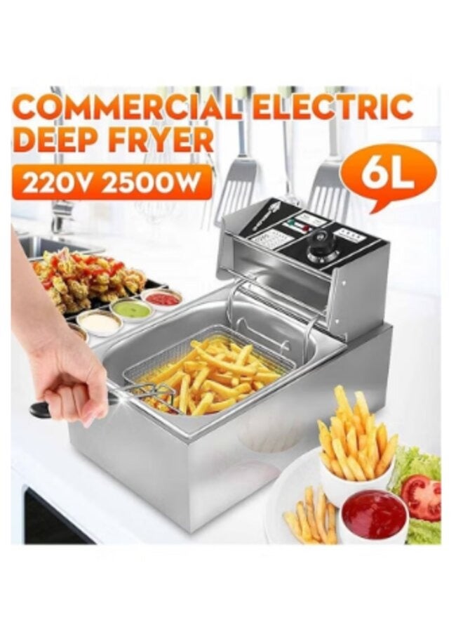 Denx Stainless Steel 6L Deep Oil Fryer with Basket Strainer Jumbo Size Adjustable Temperature & Timer, Perfect Chicken, Shrimp, French Fries, Chips & More, Removable Oil Container - Image 5