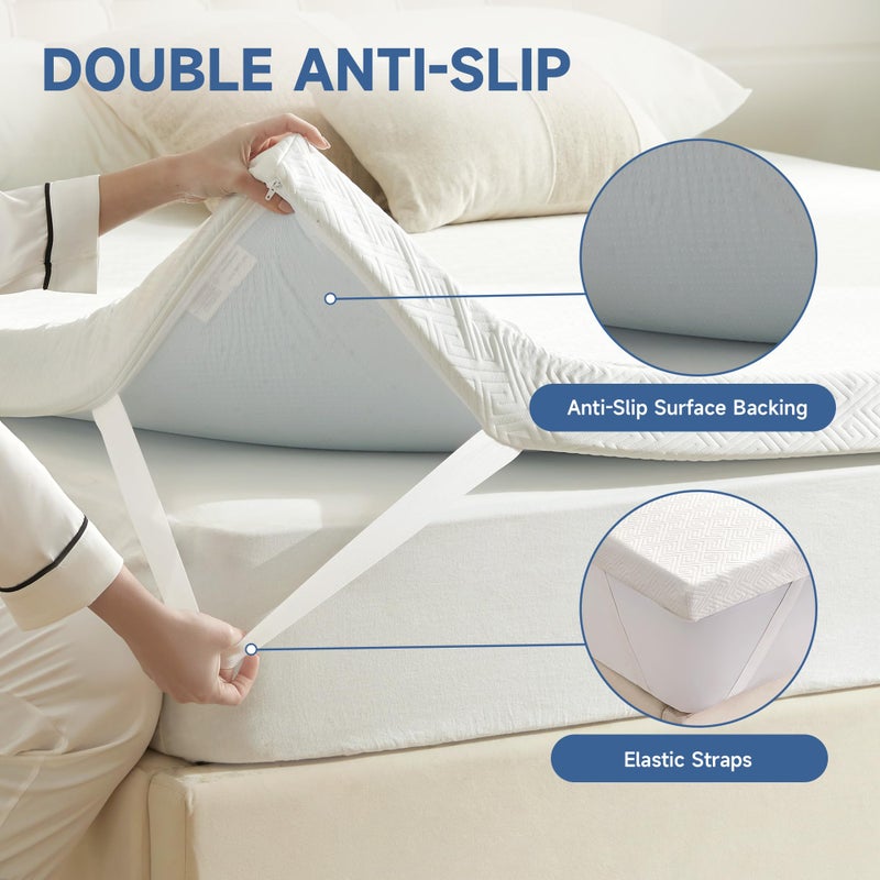 Eiayeebil 3 Inch Memory Foam Mattress Topper Queen, Memory Foam Pad with Removable & Washable Cover, Bed Topper for Back Pain, Non-Slip Ventilated Design, Queen Size - Image 4