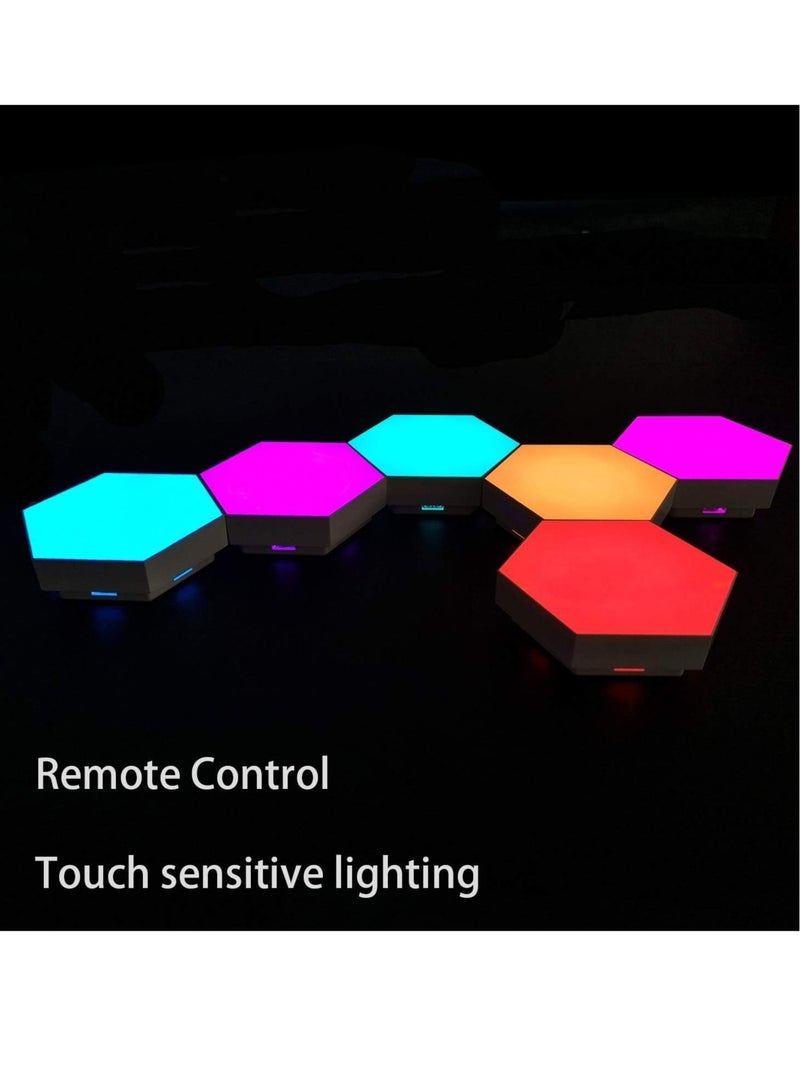 ELTRAZONE Remote Control Hexagon Wall Light,Smart Wall-Mounted Touch-Sensitive DIY Geometric Modular Assembled RGB led Colorful Light with USB-Power,Used in Bedroom, - Image 3