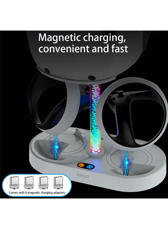 IPEGA PG-P5V001 RGB Light Charger for PS5 VR Headset Charging Display Stand Dual Controller Charging Station - Image 4