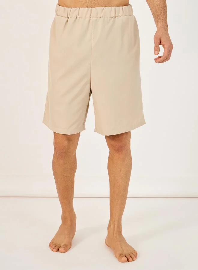 Styli Solid Woven Short Sleeve Collared Shirt and Shorts Set