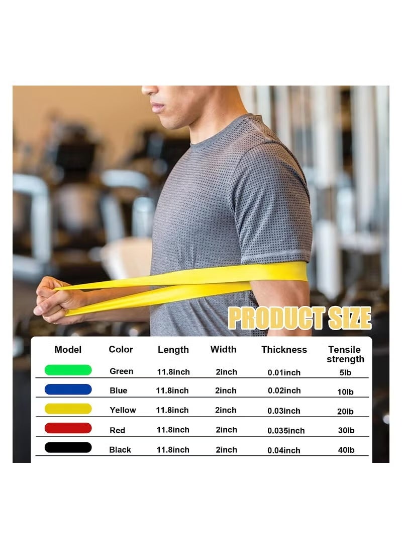 جيكومو مجموعة عصابات المقاومة ، 5 قطع أرطال متنوعة لتدريب القوة ، تمارين المقاومة ، حلقات المقاومة ، عصابات التمدد ، صالة الألعاب الرياضية ، اللياقة البدنية ، اليوغا ، تجريب ، حلقات المقاومة ، عصابات للذراع والساقين والوركين - Image 2