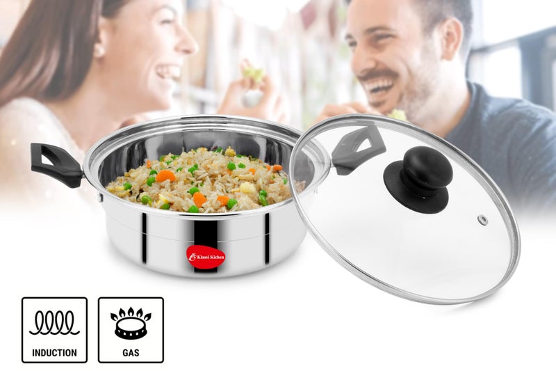 KLASSI KICHEN Stainless Steel Multi Steamer Pot with Glass Lid | Idli Maker with 4 Plates (9 Idlis Each) & Mini Idli Plate | 1.5L Steamer | Gas Stove & Induction Compatible Dhokla & Vegetable Steamer - Image 5