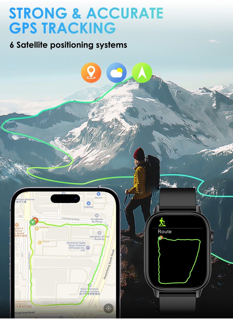 XQOOPS - XQOOPS Smart Watch for Men Women, GPS Tracking, 2.01'' Touch Screen, Bluetooth Calling, 178+ Sport Modes, Swimming, Heart-Rate & Sleep Health Monitoring, AI Assistant, for Android & iPhone, Black - Image 1