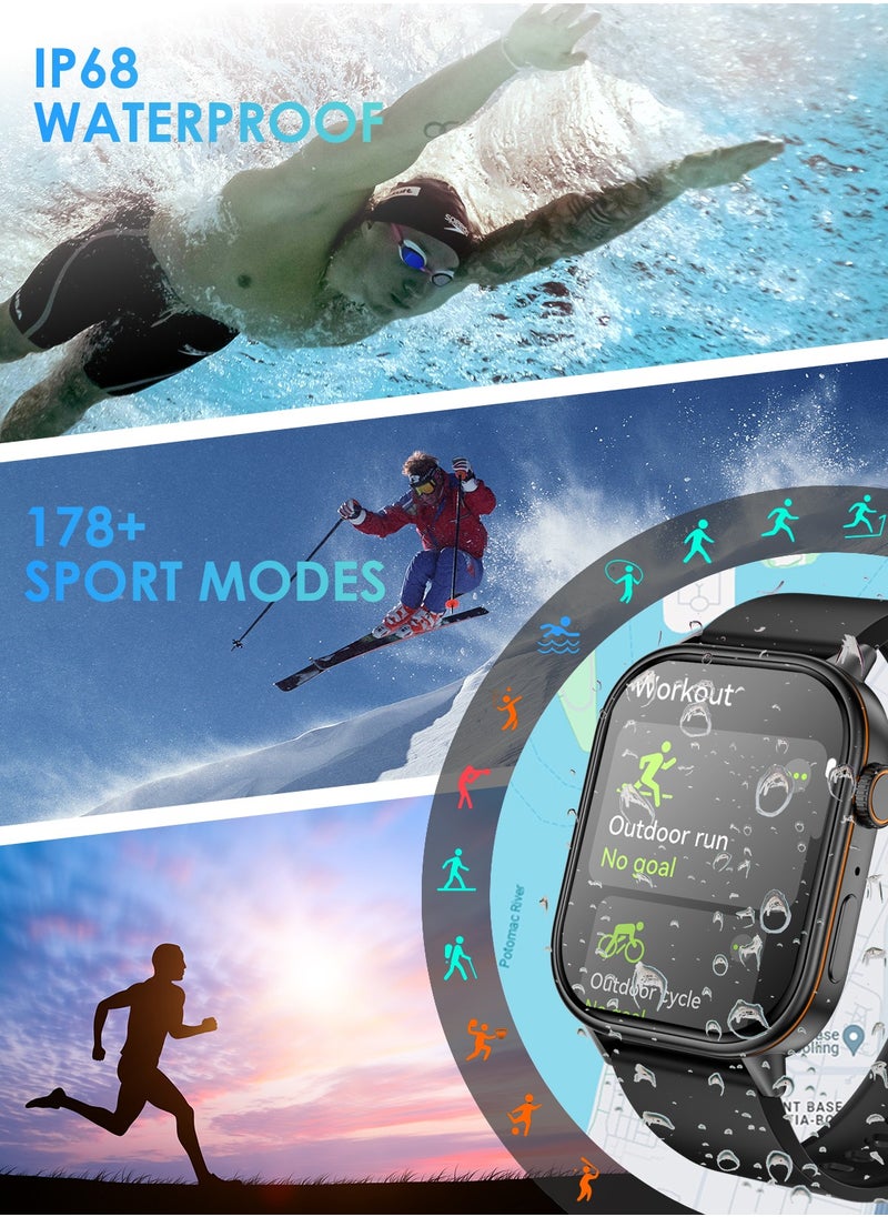XQOOPS - XQOOPS Smart Watch for Men Women, GPS Tracking, 2.01'' Touch Screen, Bluetooth Calling, 178+ Sport Modes, Swimming, Heart-Rate & Sleep Health Monitoring, AI Assistant, for Android & iPhone, Black - Image 1